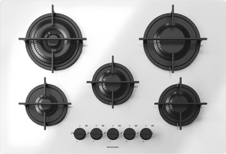 바라짜 무드 화이트 5구 가스쿡탑 75cm Barazza Mood hob Gas Cooktop White 1PMD70B