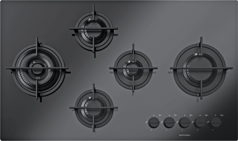 바라짜 무드 블랙 5구 가스쿡탑 90cm Barazza Mood hob Gas Cooktop Black 1PMD95N